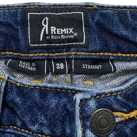 Remix By Rock Revival Jeans Women Size 28 Straight Leg Distressed Stretch Denim - Picture 9 of 15